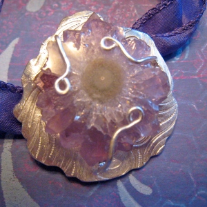 Great Lakes Art Jewelry.com Amthyst and SIlver Stalactite.
